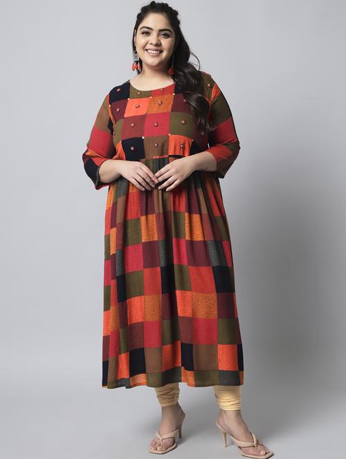 multicolored geometric printed a-line kurta - 21398522 - Very Small Image - 1