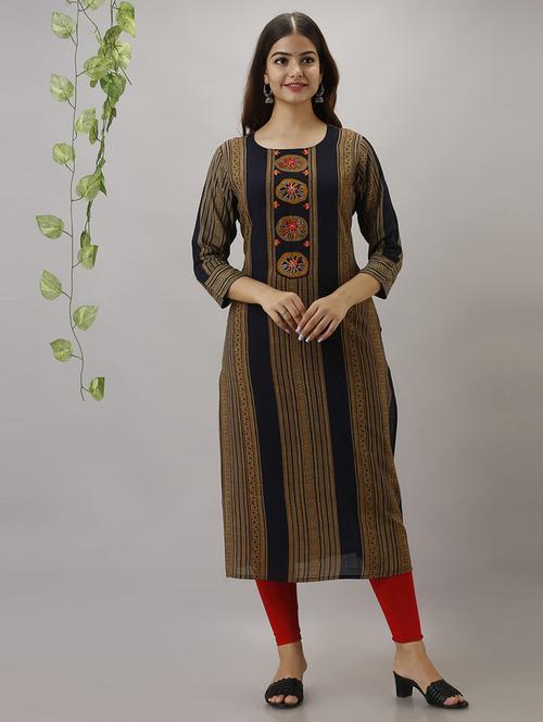 women three quarter sleeve straight kurta - 21398545 - Very Small Image - 1