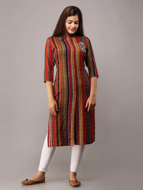 multicolored stripes straight kurta - 21398568 - Very Small Image - 1