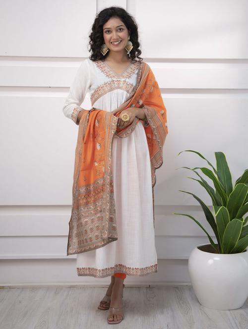 women white kurta legging set with dupatta - 21398745 - Very Small Image - 1