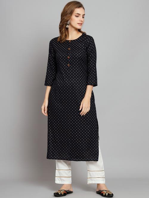 women three quarter sleeve printed kurta palazzo set - 21398814 - Very Small Image - 1