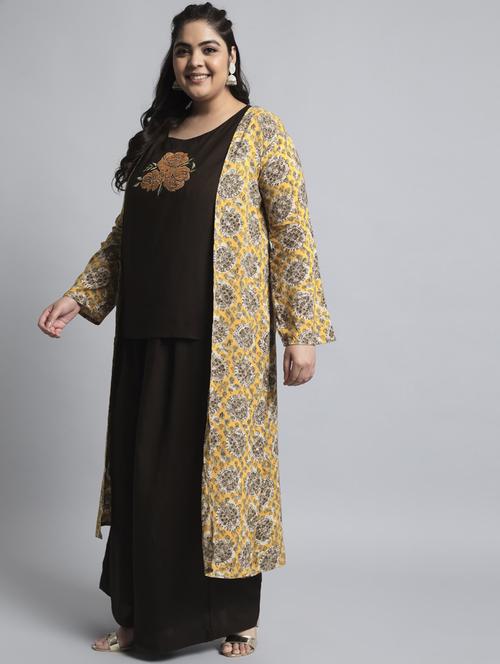women black round neck kurta palazzo set - 21398894 - Very Small Image - 1
