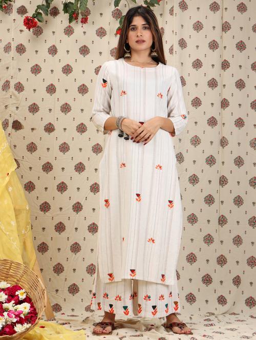 women three quarter sleeve printed kurta palazzo set - 21399023 - Very Small Image - 1