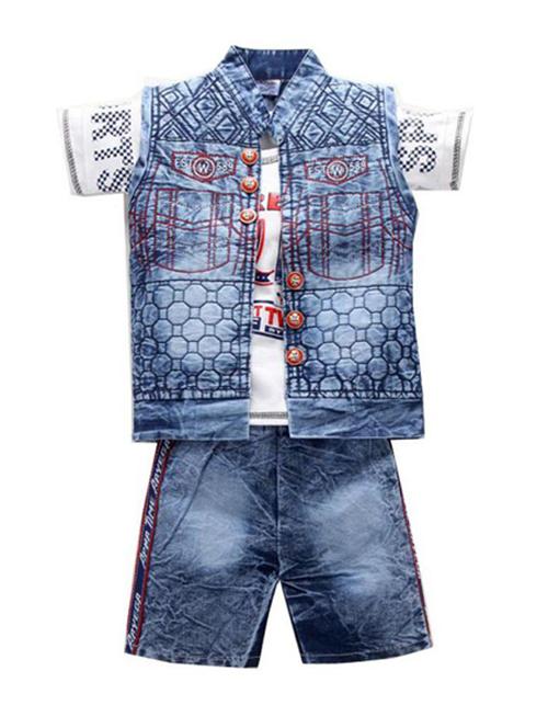 kids blue denim shorts set - 21399244 - Very Small Image - 1