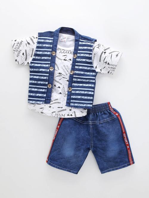 kids blue denim shorts set - 21399255 - Very Small Image - 1