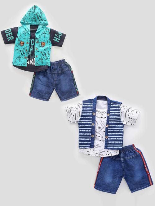 pack of 2 kids multi colored denim twin sets - 21399257 - Very Small Image - 1