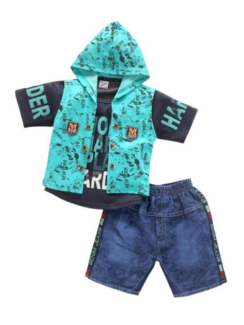 kids blue denim shorts set - 21399258 - Very Small Image - 1