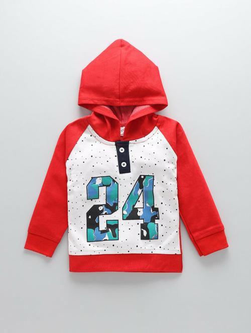 kids red cotton front print sweatshirt - 21399286 - Very Small Image - 1