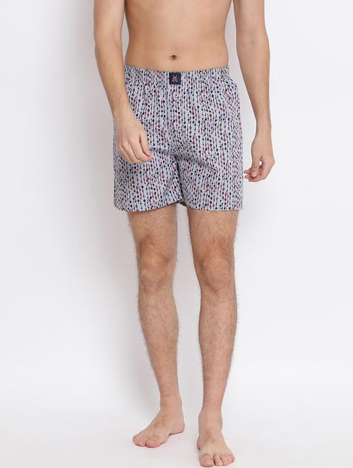 grey printed cotton boxer - 21400028 - Very Small Image - 1