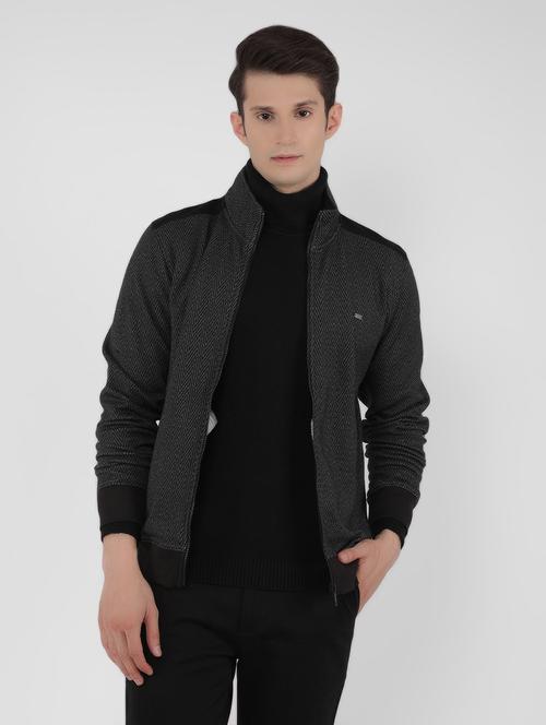 men self design stand collar casual jacket - 21400168 - Very Small Image - 1