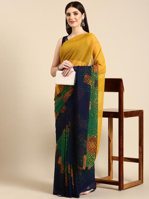 women printed saree with blouse - 21400743 - Very Small Image - 1