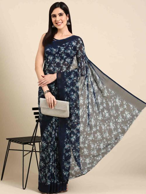 women printed saree with blouse - 21400754 - Very Small Image - 1