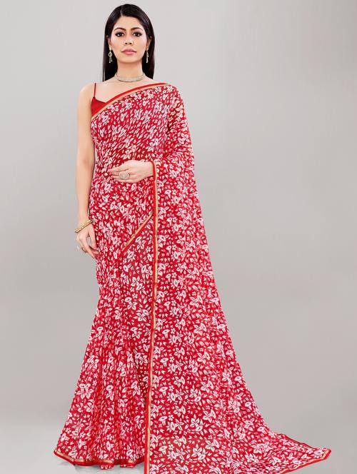 women pink floral printed saree - 21400890 - Very Small Image - 1