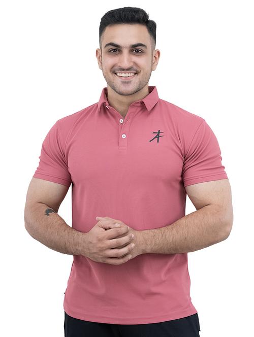 men pink short sleeve polo t-shirt - 21401602 - Very Small Image - 1