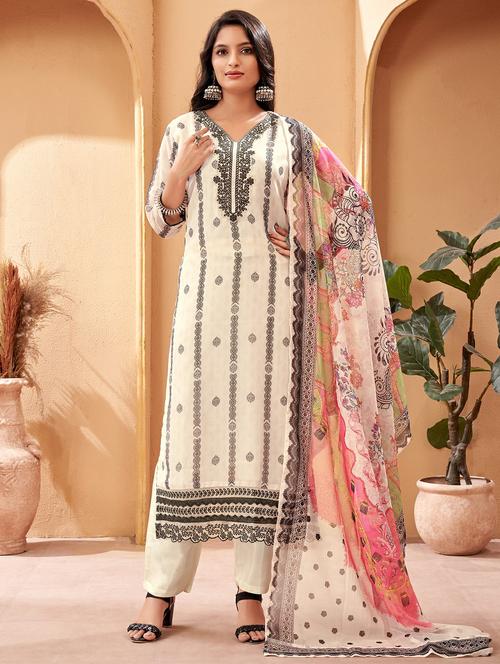 cream embroidered straight kurta - 21401768 - Very Small Image - 1
