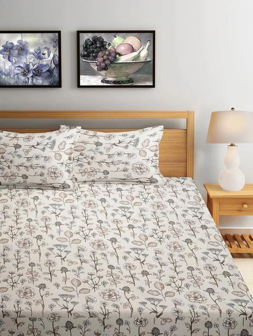 fabinaliv printed cotton super king size fitted double bedsheet with 2 pillow covers - 21401822 - Very Small Image - 1