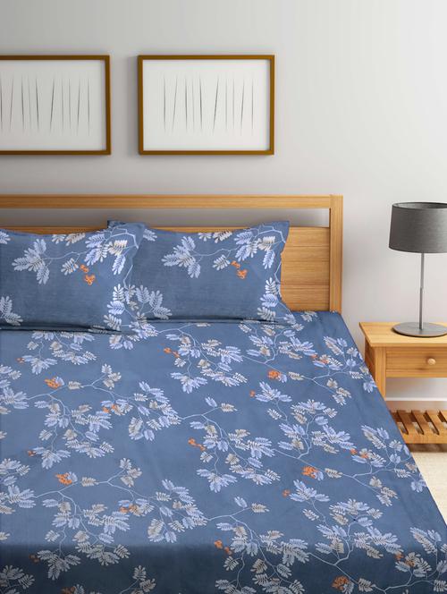 fabinaliv printed cotton super king size fitted double bedsheet with 2 pillow covers - 21401848 - Very Small Image - 1