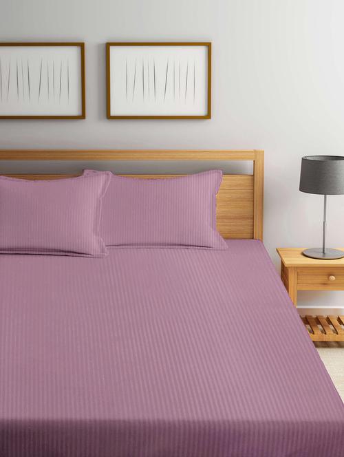 fabinaliv onion striped 300 tc cotton blend super king size fitted double bedsheet with 2 pillow covers - 21401863 - Very Small Image - 1
