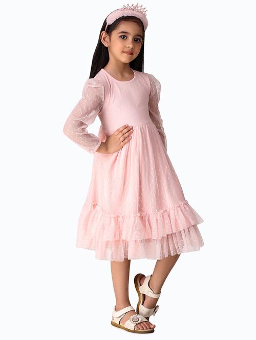 girls pink floral printed frock - 21401922 - Very Small Image - 1