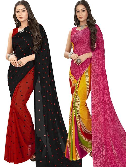 pack of 2 printed casual wear sarees - 21406133 - Very Small Image - 1