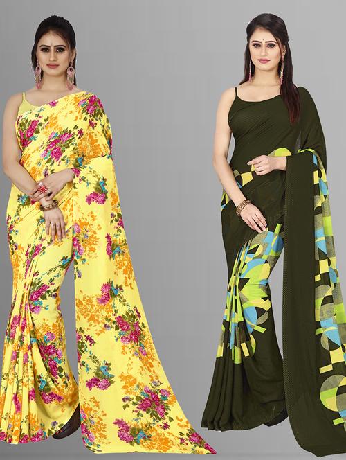 pack of 2 casual wear combo sarees with blouse - 21406168 - Very Small Image - 1