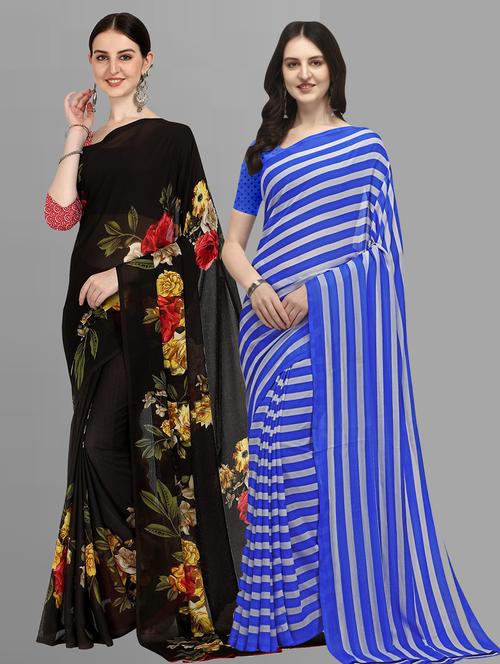 pack of 2 casual wear combo sarees with blouse - 21406174 - Very Small Image - 1