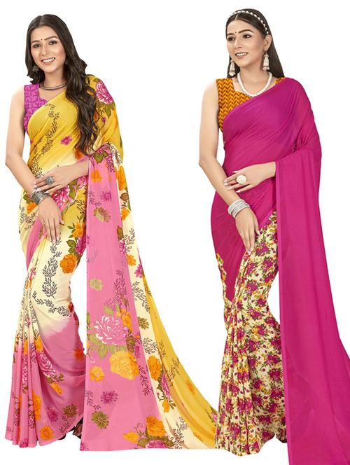 pack of 2 multi colored combo saree - 21406274 - Very Small Image - 1