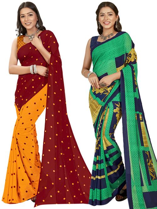 pack of 2 multi colored combo saree - 21406277 - Very Small Image - 1