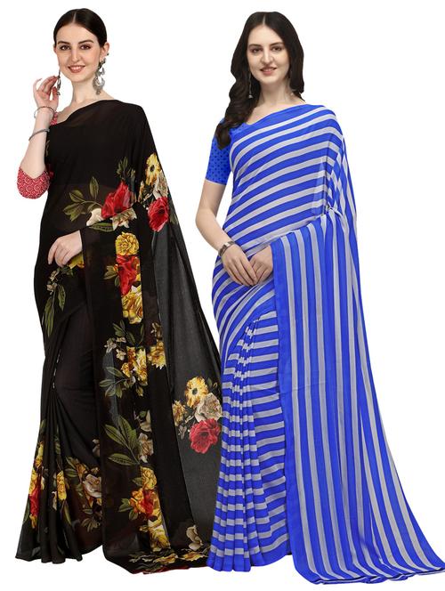 women pack of 2 printed saree with blouse - 21406333 - Very Small Image - 1