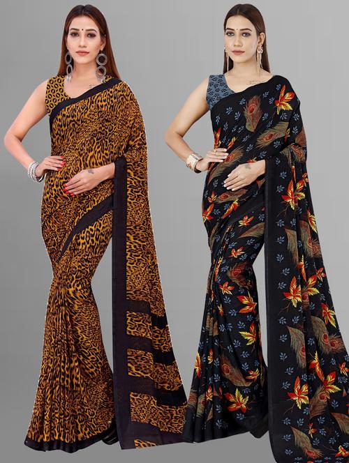 pack of 2 women printed sarees with blouse - 21406403 - Very Small Image - 1