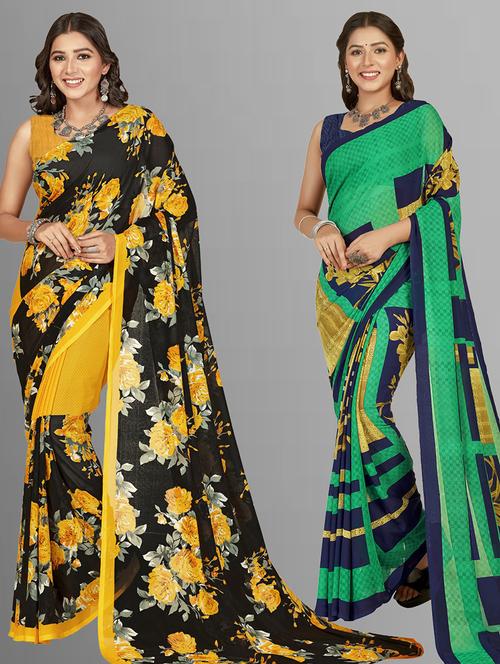 women multi color printed saree combo with blouse - 21406491 - Very Small Image - 1