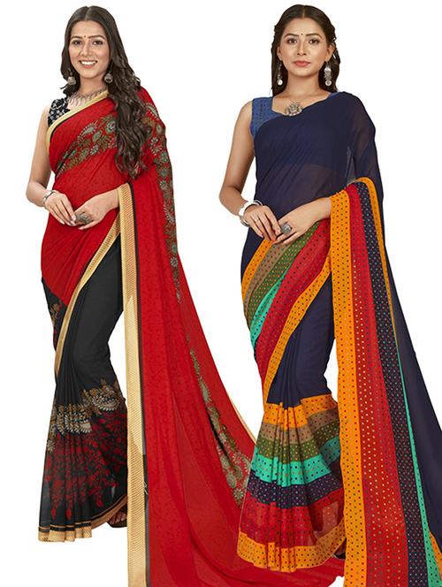 pack of 2 printed casual wear sarees - 21406669 - Very Small Image - 1