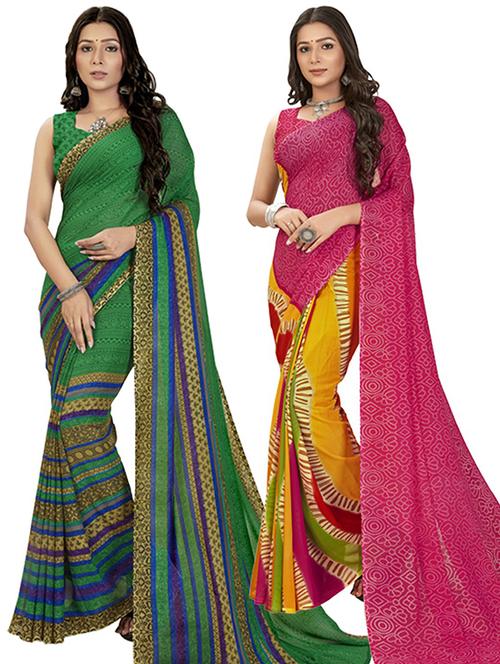 pack of 2 casual wear combo sarees - 21406777 - Very Small Image - 1