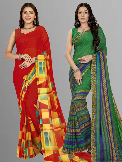 pack of 2 printed casual wear sarees - 21406781 - Very Small Image - 1