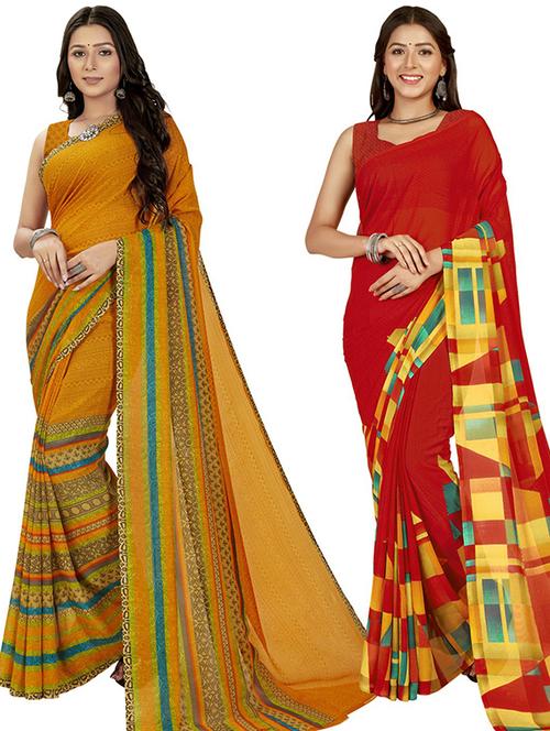 pack of 2 casual wear combo sarees - 21406805 - Very Small Image - 1