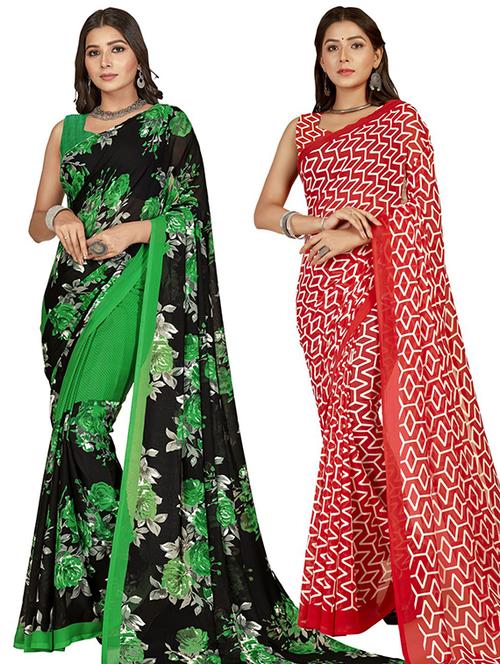 pack of 2 printed casual wear sarees - 21406830 - Very Small Image - 1