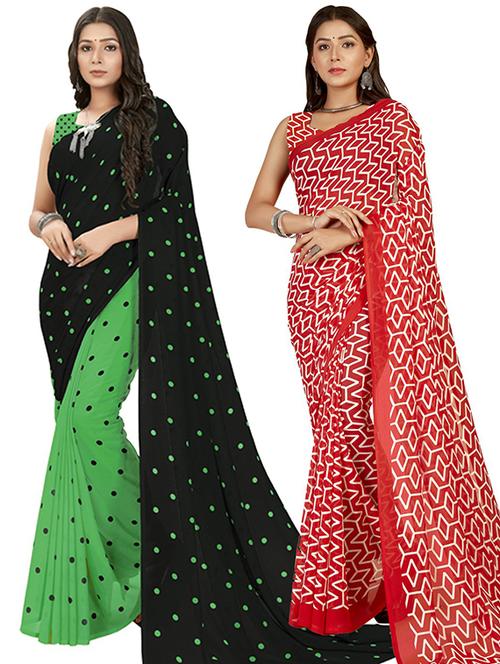 pack of 2 printed casual wear sarees - 21406832 - Very Small Image - 1