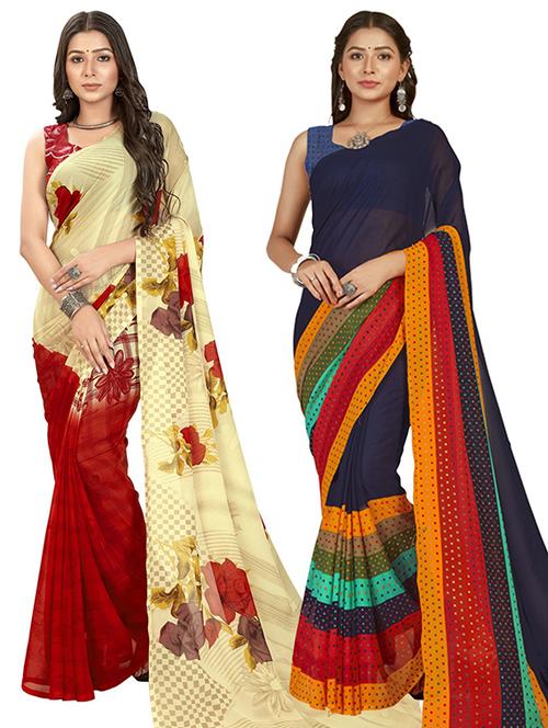 pack of 2 casual wear combo sarees - 21406866 - Very Small Image - 1