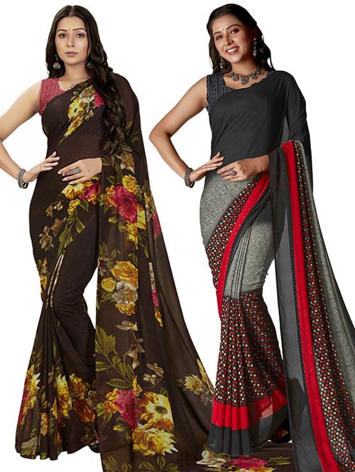 pack of 2 printed saree - 21407003 - Very Small Image - 1