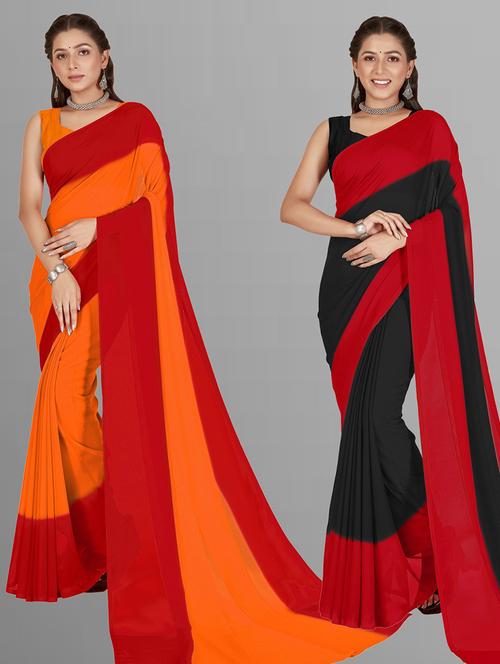 pack of 2 casual wear sarees with blouse - 21407036 - Very Small Image - 1