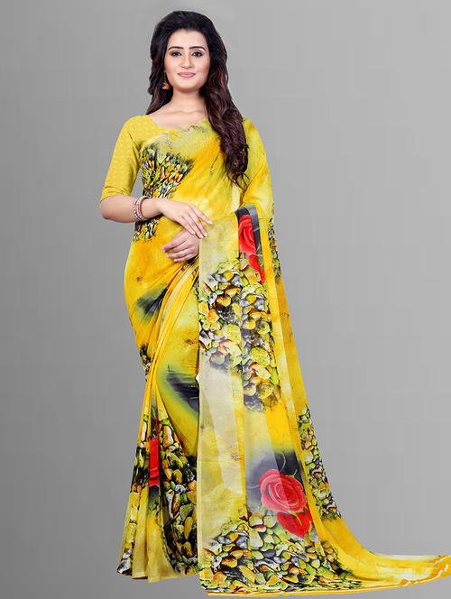 floral printed saree with blouse - 21407105 - Very Small Image - 1