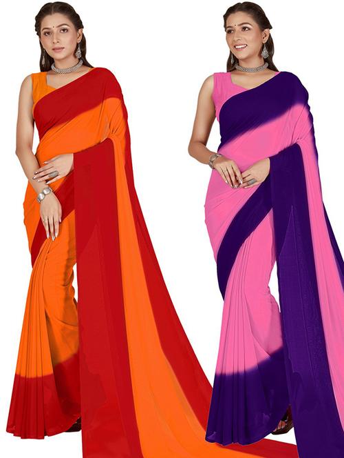 pack of 2 casual wear combo sarees - 21407280 - Very Small Image - 1