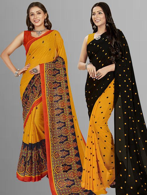 pack of 2 casual wear combo sarees with blouse - 21407323 - Very Small Image - 1