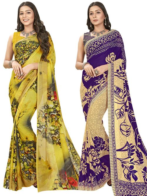 pack of 2 multi colored combo saree - 21407419 - Very Small Image - 1