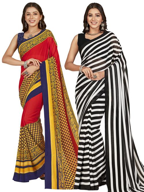 pack of 2 multi colored combo saree - 21407475 - Very Small Image - 1