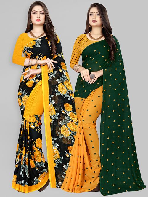 pack of 2 printed casual wear sarees - 21409661 - Very Small Image - 1