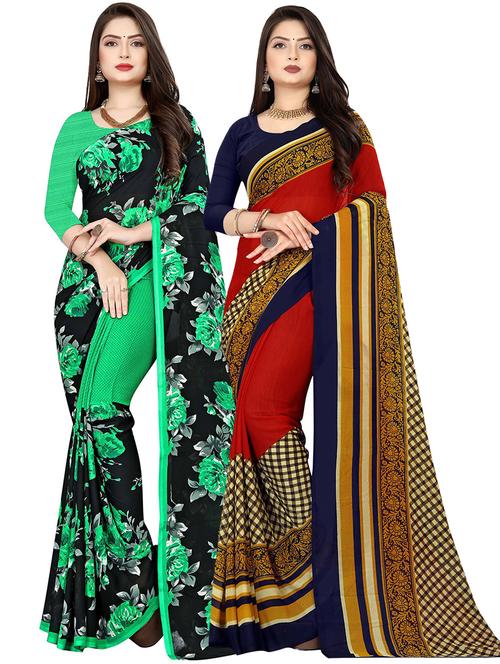 pack of 2 printed casual wear sarees - 21409785 - Very Small Image - 1