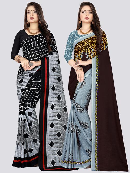 pack of 2 printed casual wear sarees - 21409874 - Very Small Image - 1