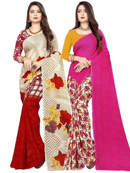 pack of 2 printed casual wear sarees - 21409898 - Very Small Image - 1