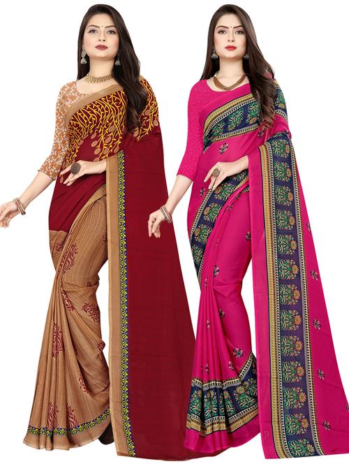 pack of 2 printed casual wear sarees - 21410072 - Very Small Image - 1